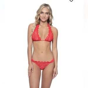 Pq swim Red Lace Bikini Bottoms Cheeky